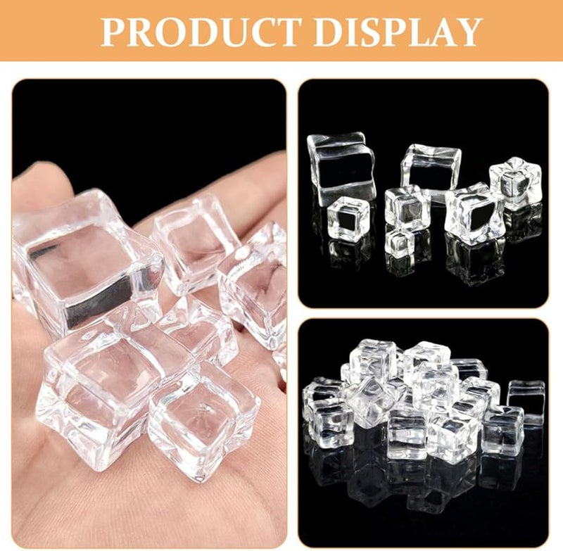 Mikinona 50 Pcs Reusable Acrylic Fake Ice Cubes Square Clear For Photography Decor - Image 4